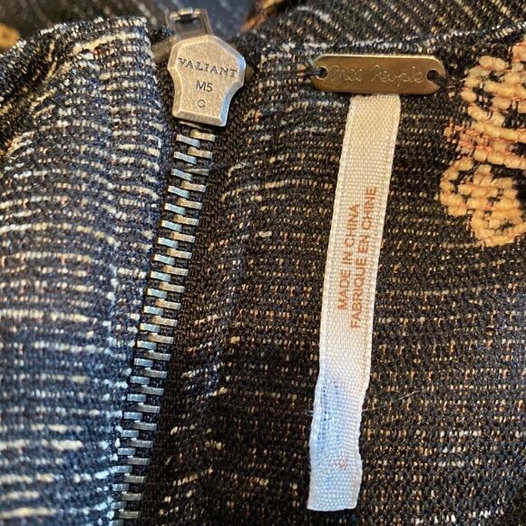 Free People Sleeveless Black Gold Tapestry Dress with Pockets - Picture 7 of 8